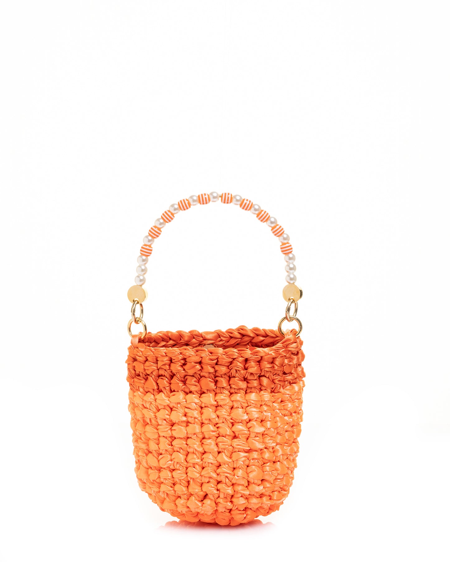 Crochet Asa Rígida con Perlas y Cadena color Naranja Bitono