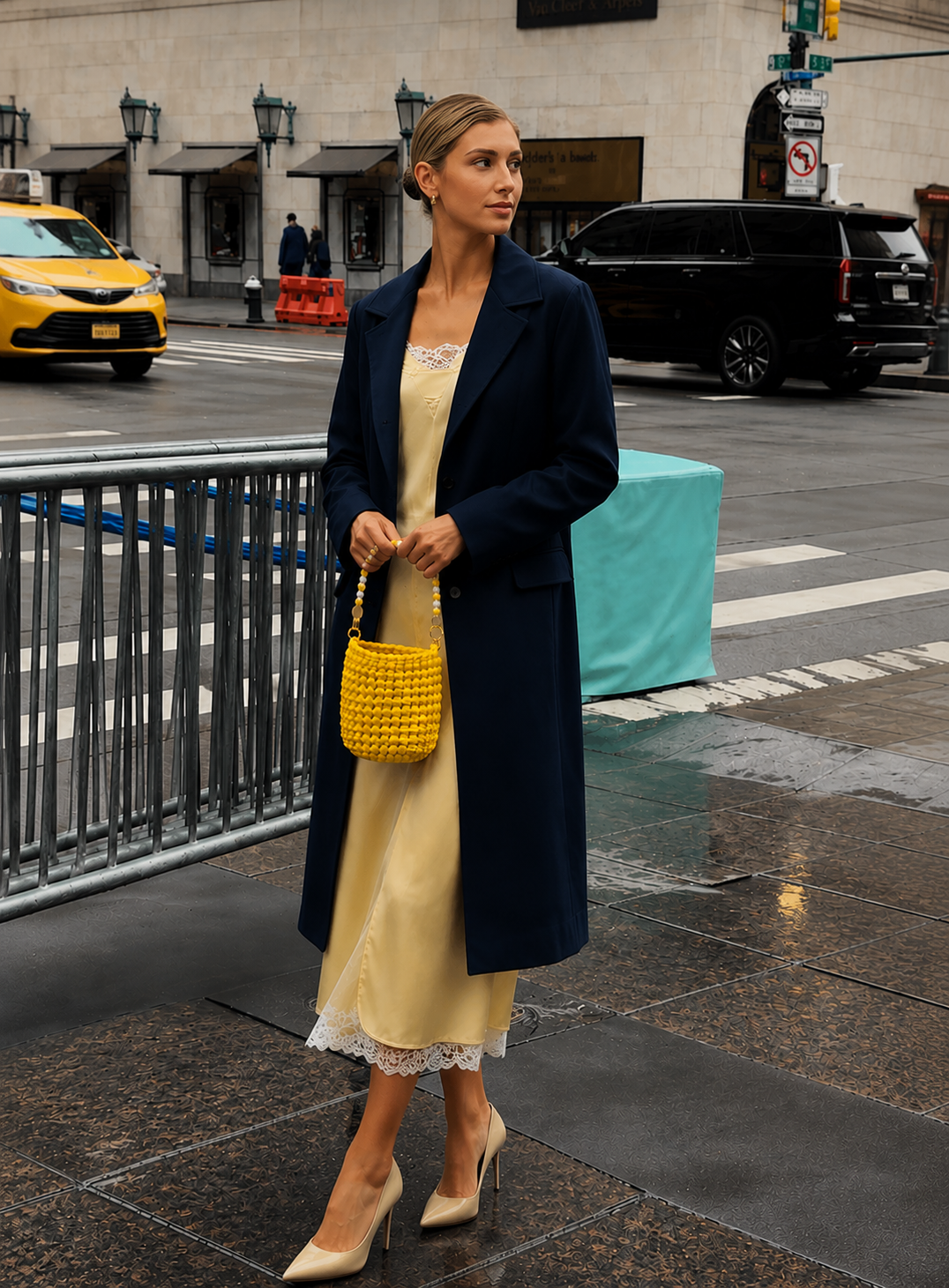Asa Rígida con Perlas y Cadena en Amarillo Sol