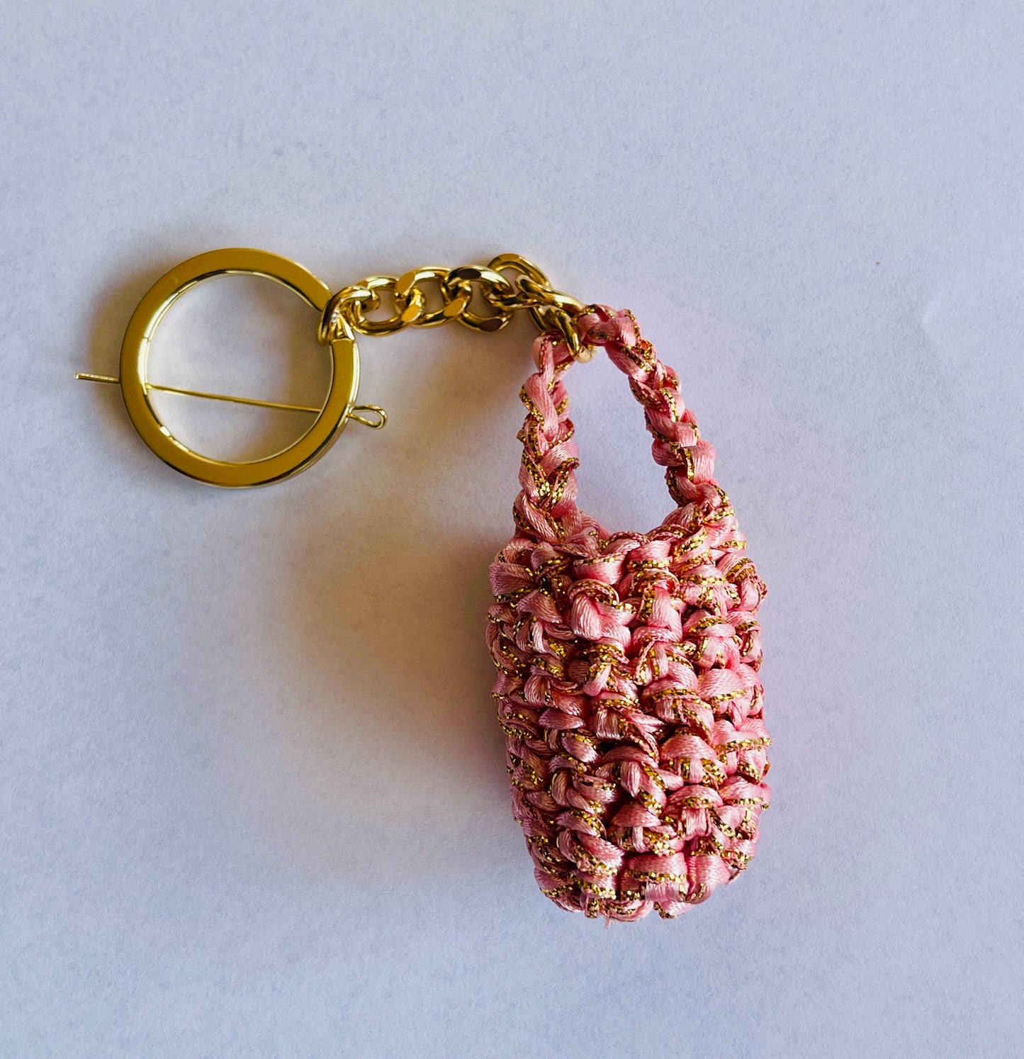 Llavero Mini Bolso Crochet Rosado