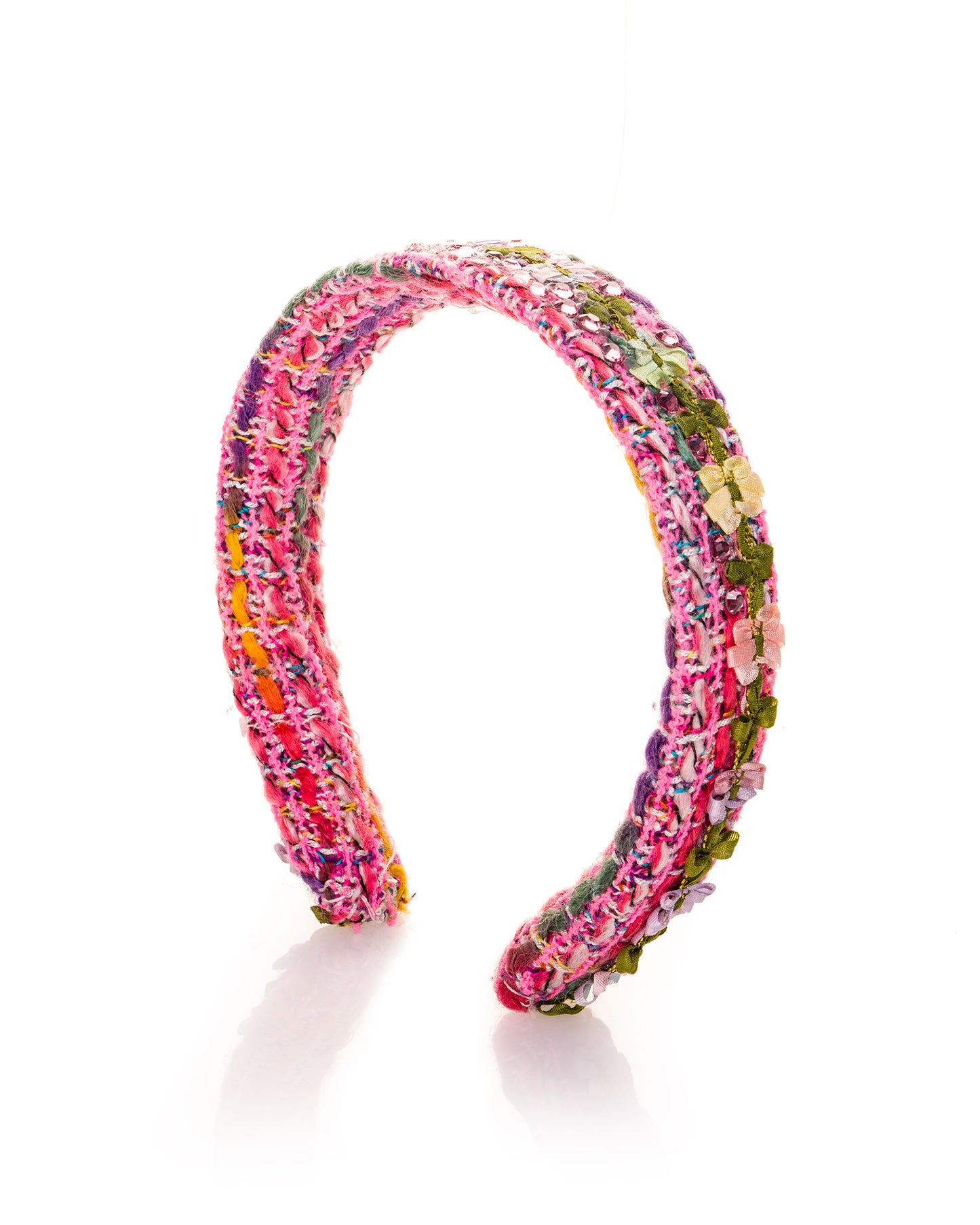 Balaca Diadema en Paño Tweed Rosado