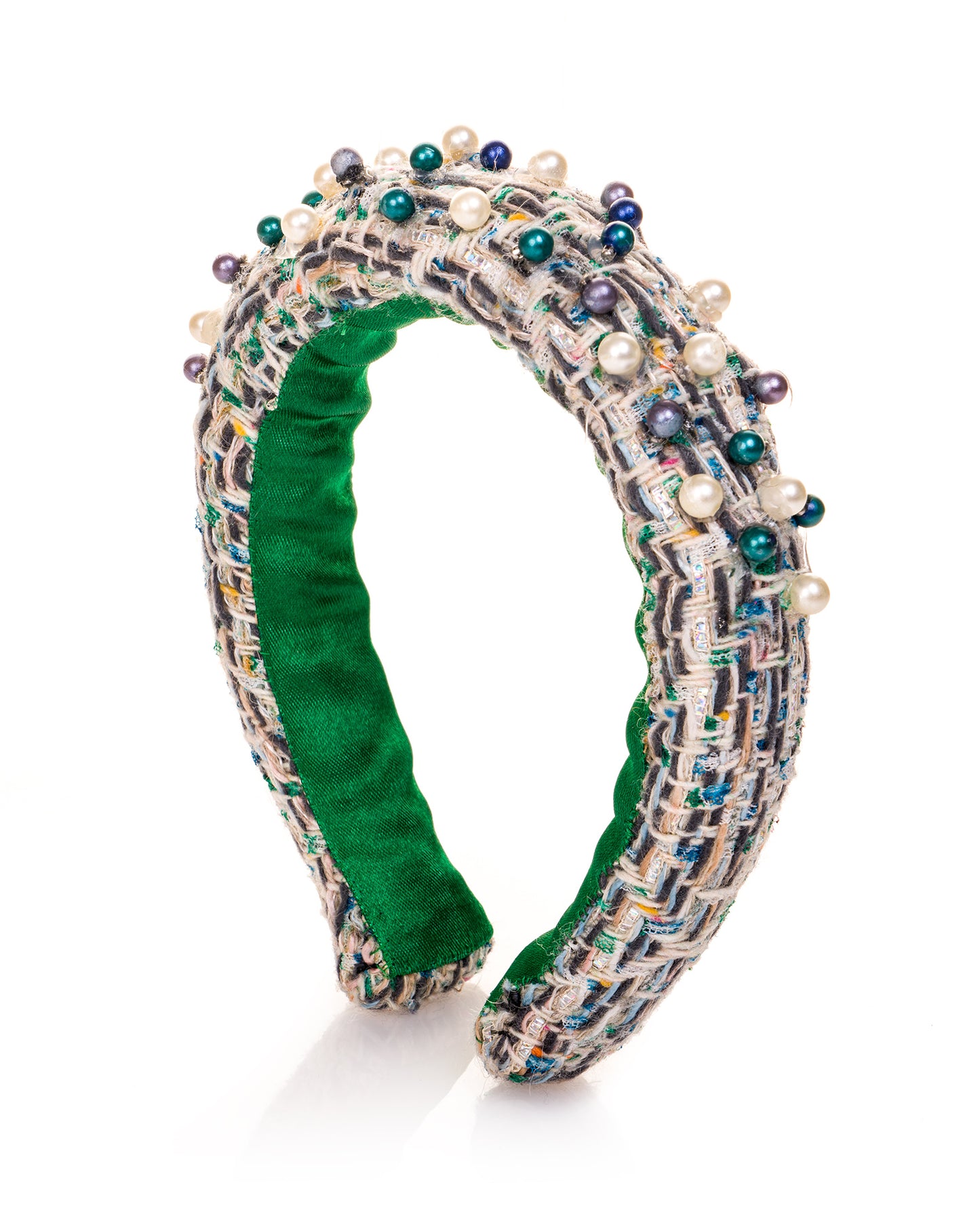 Balaca Diadema en Tweed con Perlas