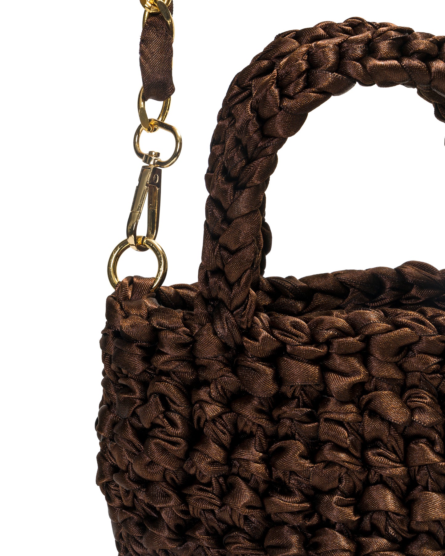 Crochet Asa Corta Doble y Cadena en Cafe Oscuro