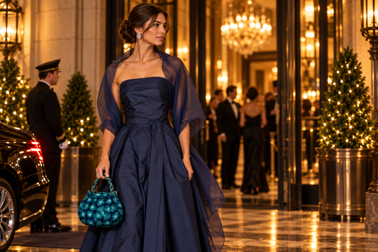 Cómo usar un bolso brocado de noche con estilo