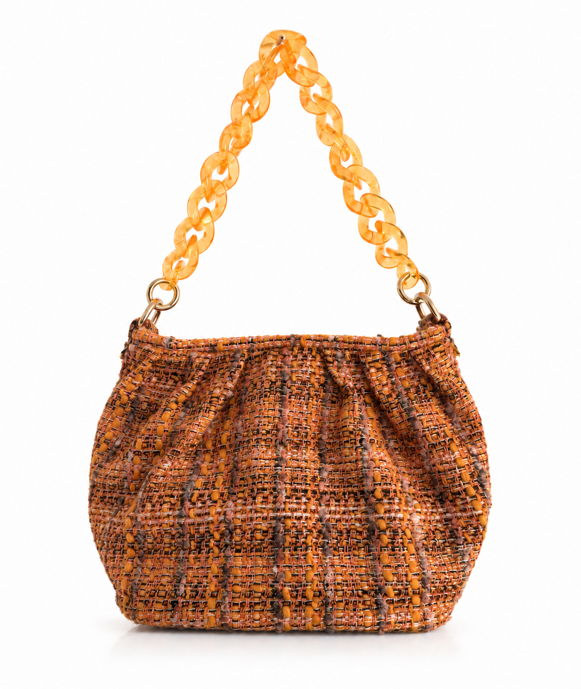 Bucket Naranja en Tweed con Cadena Acrílica