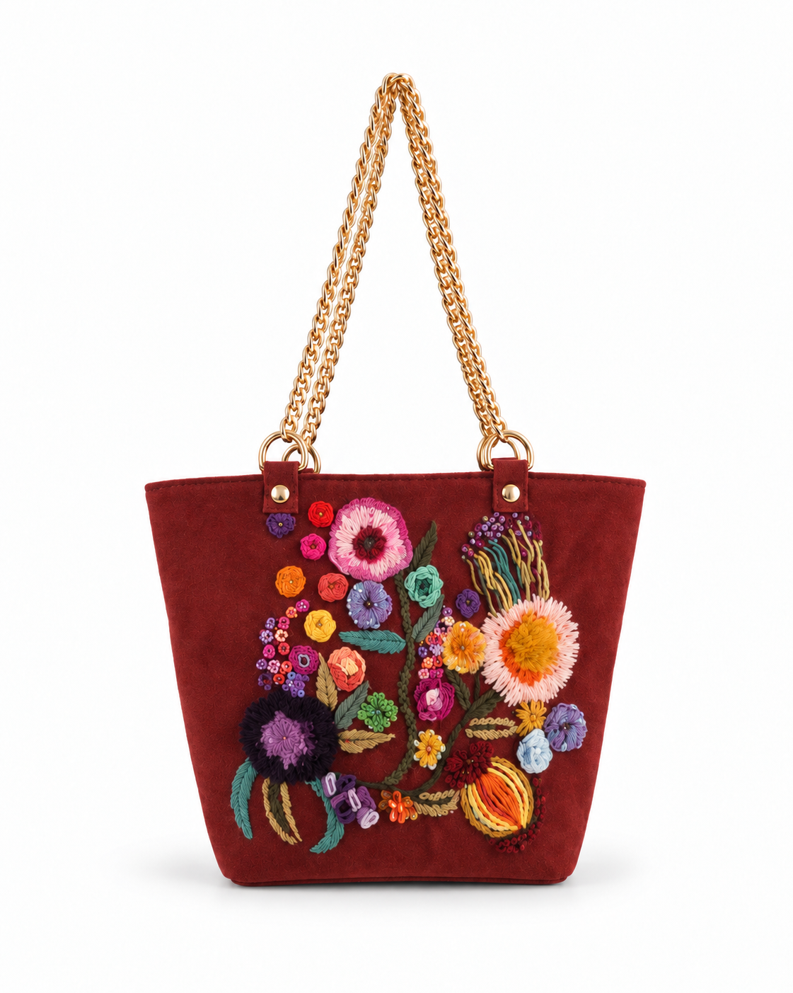 Bolso Jardin Terracota Bordado a Mano