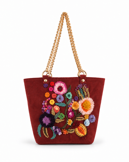 Bolso Jardin Terracota Bordado a Mano