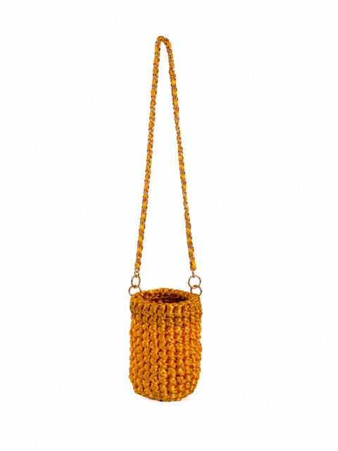 Asa Rígida con Perlas y Cadena en Amarillo Bitono