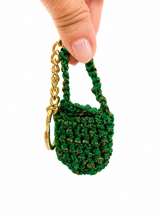 Llavero Mini Bolso Crochet Verde