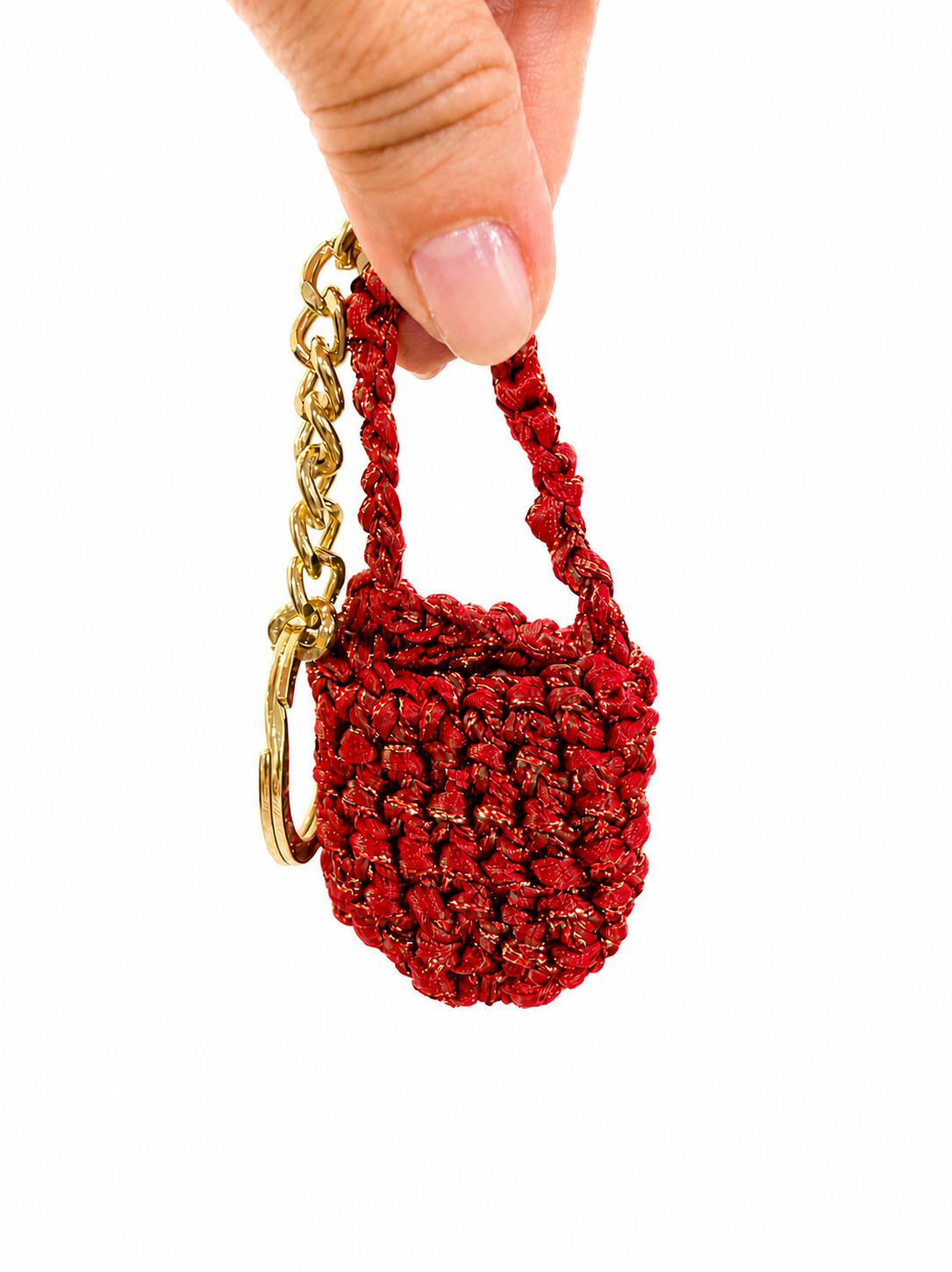 Llavero Mini Bolso Crochet Rojo