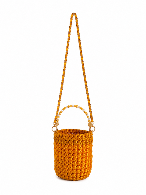 Asa Rígida con Perlas y Cadena en Amarillo Bitono
