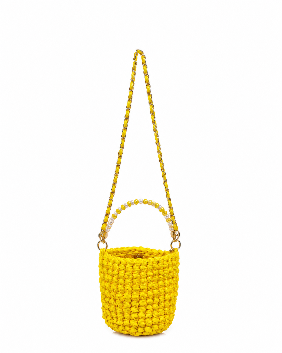 Asa Rígida con Perlas y Cadena en Amarillo Sol