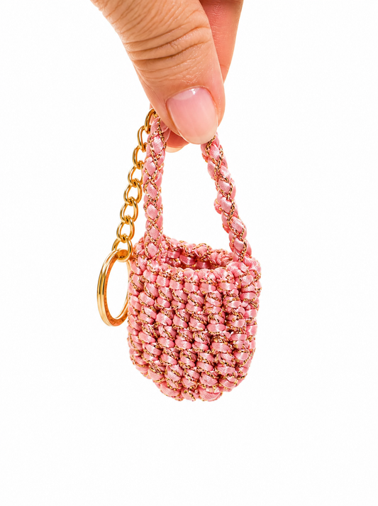 Llavero Mini Bolso Crochet Rosado