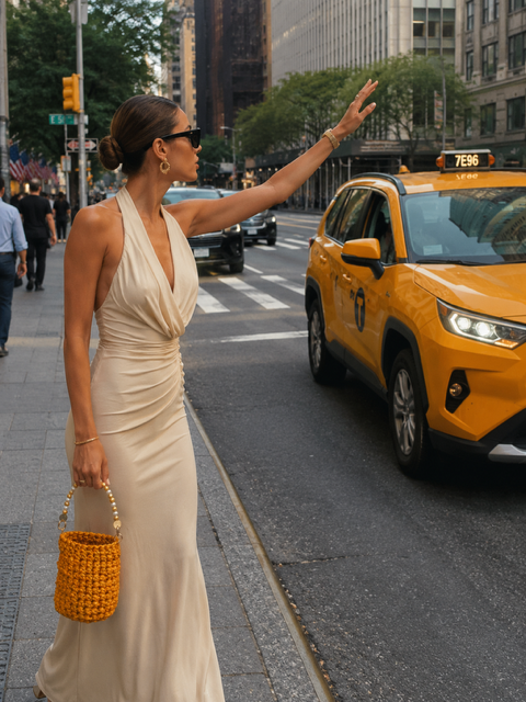 Asa Rígida con Perlas y Cadena en Amarillo Bitono
