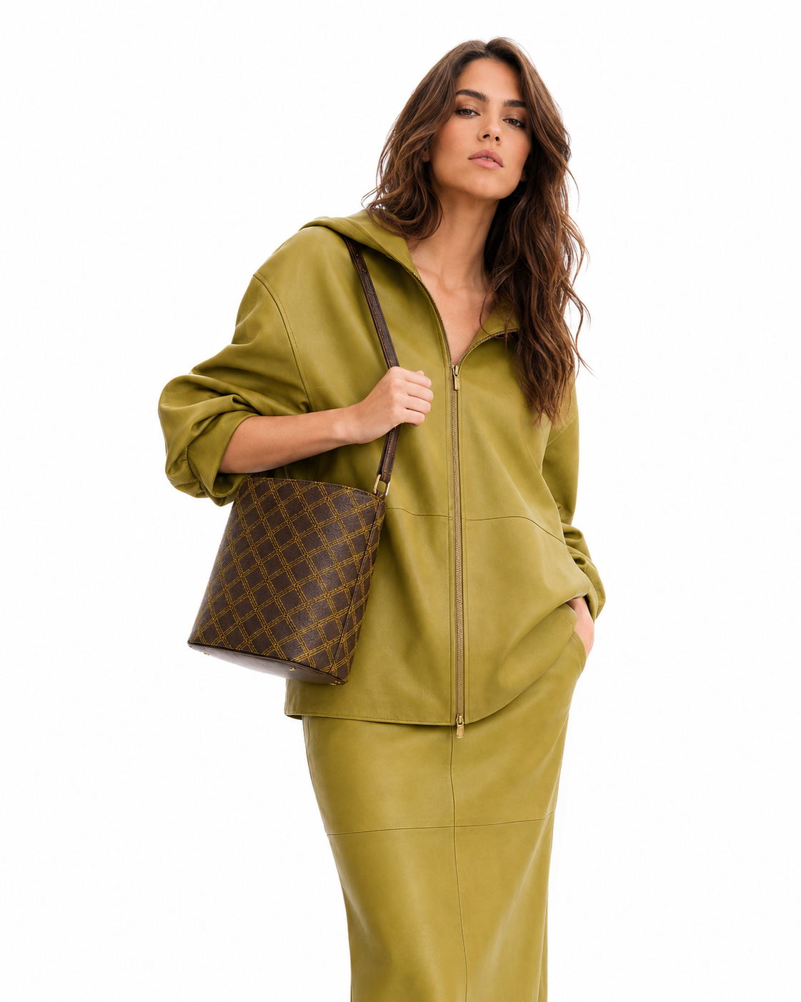 Versa Cafe con Pespunte en Cuero Textil