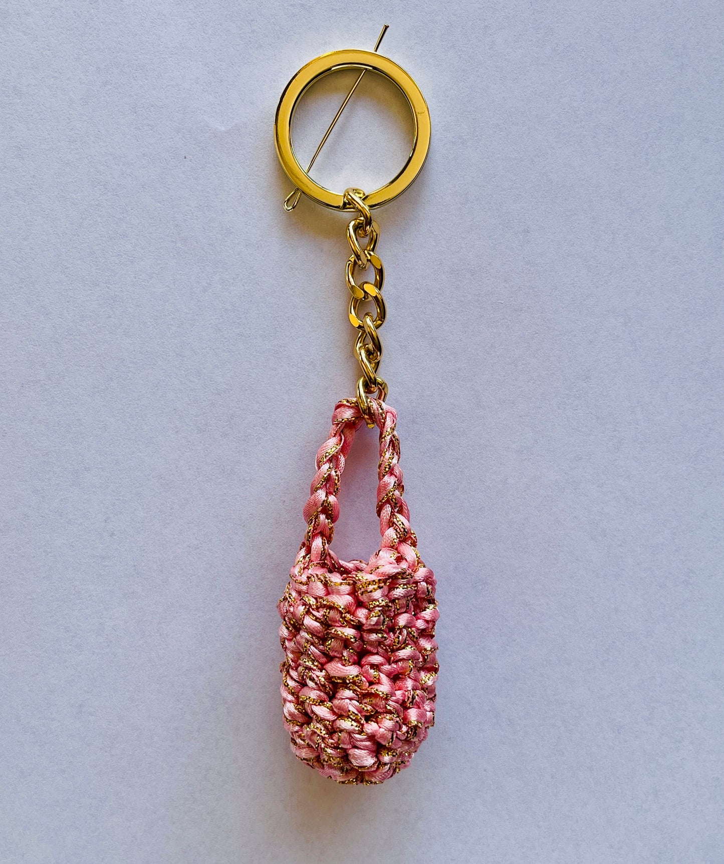 Llavero Mini Bolso Crochet Rosado