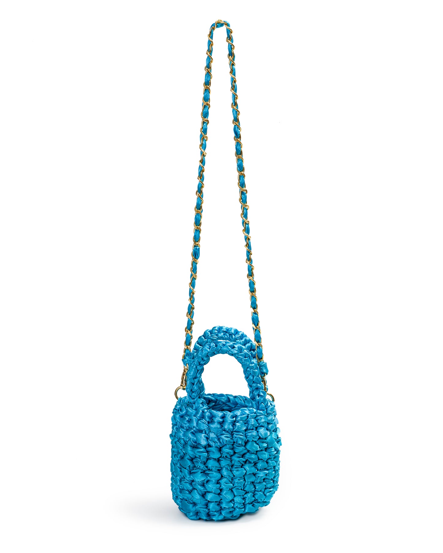 Crochet Asa Corta Doble y Cadena en Azul Profundo