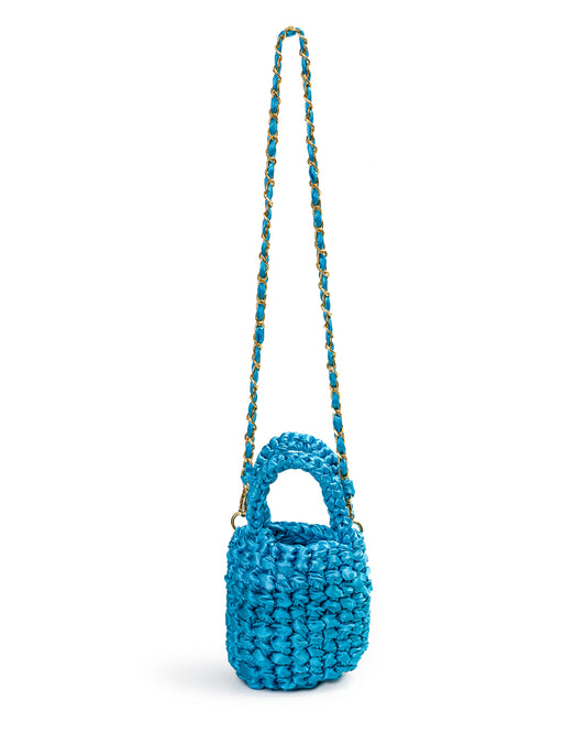 Crochet Asa Corta Doble y Cadena en Azul Profundo