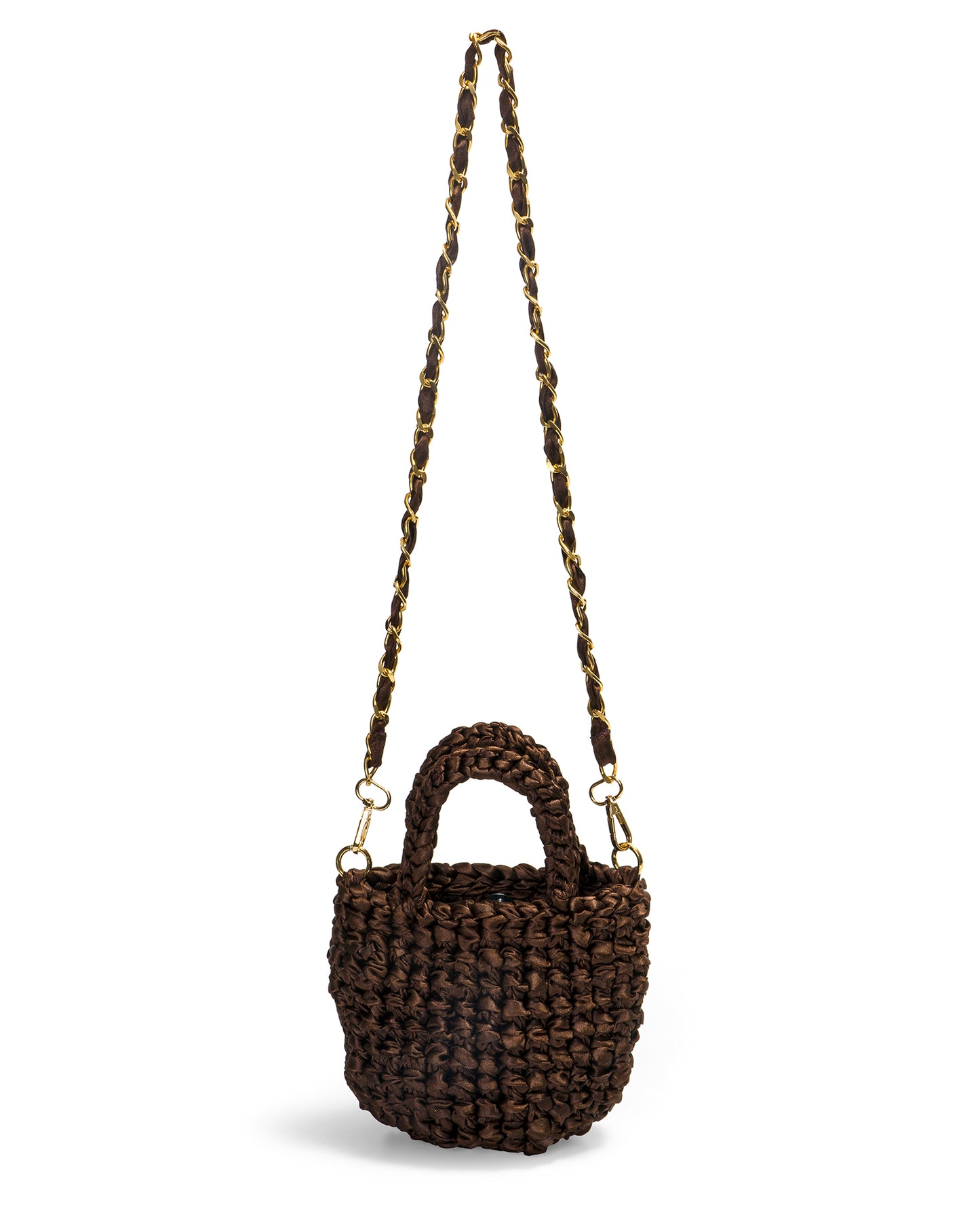 Crochet Asa Corta Doble y Cadena en Cafe Oscuro