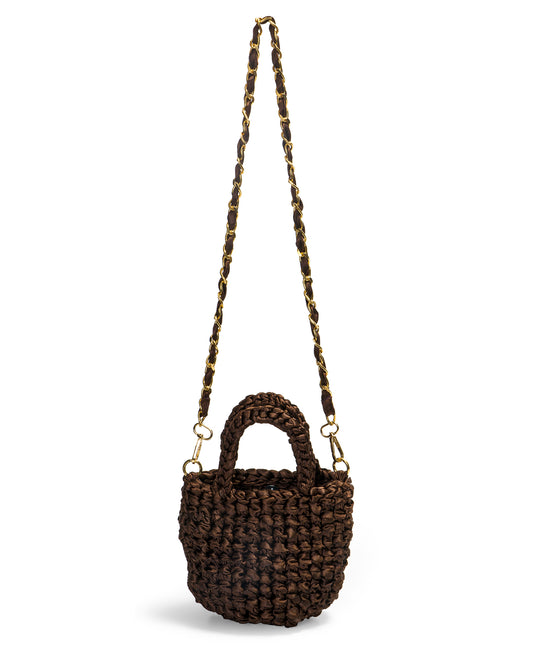 Crochet Asa Corta Doble y Cadena en Cafe Oscuro