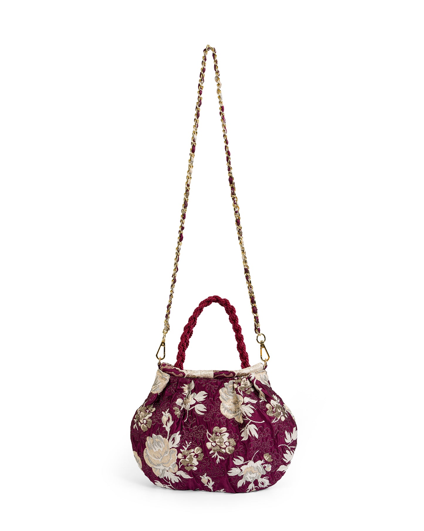 Brocado Vinotinto con Flores Beige