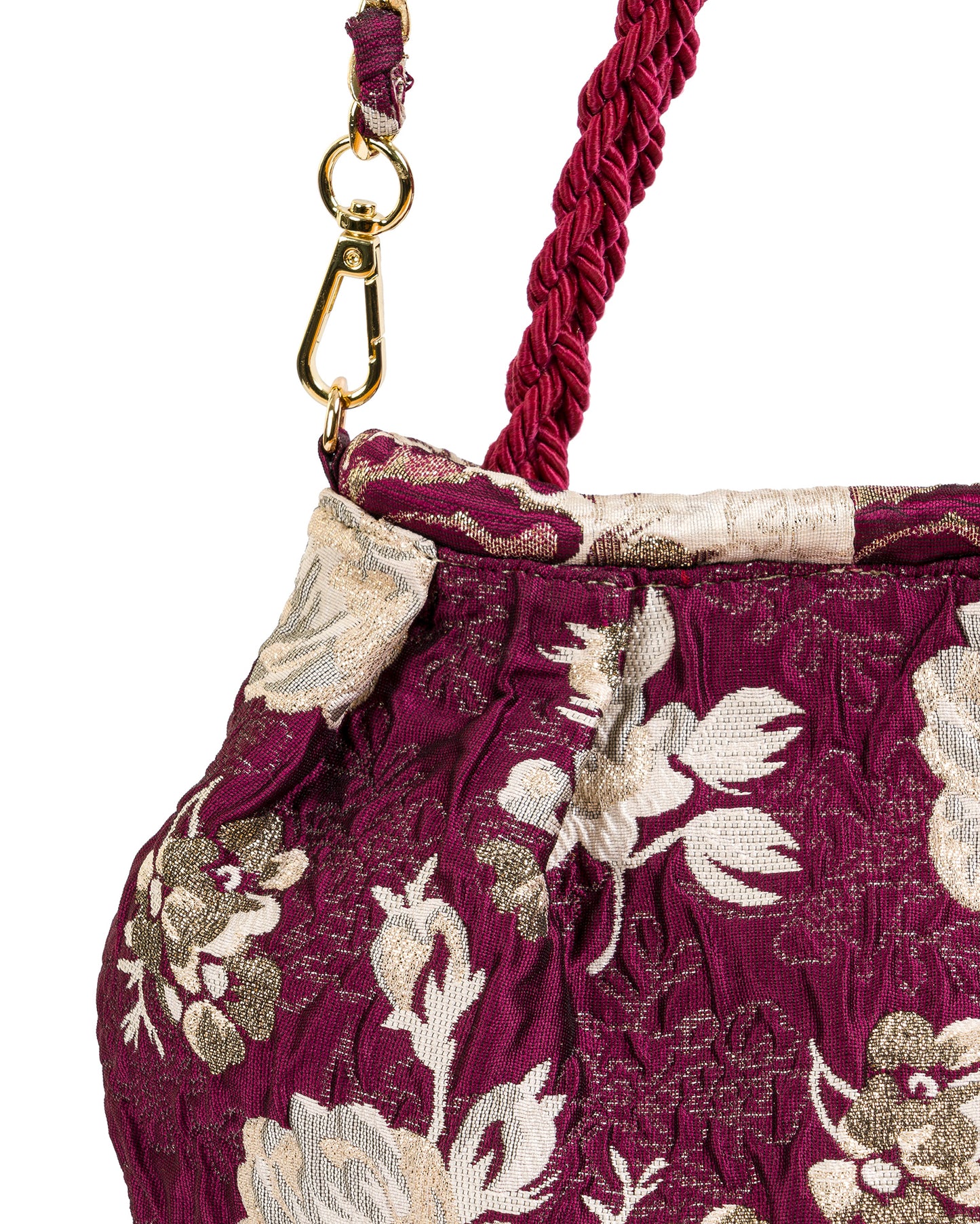 Brocado Vinotinto con Flores Beige