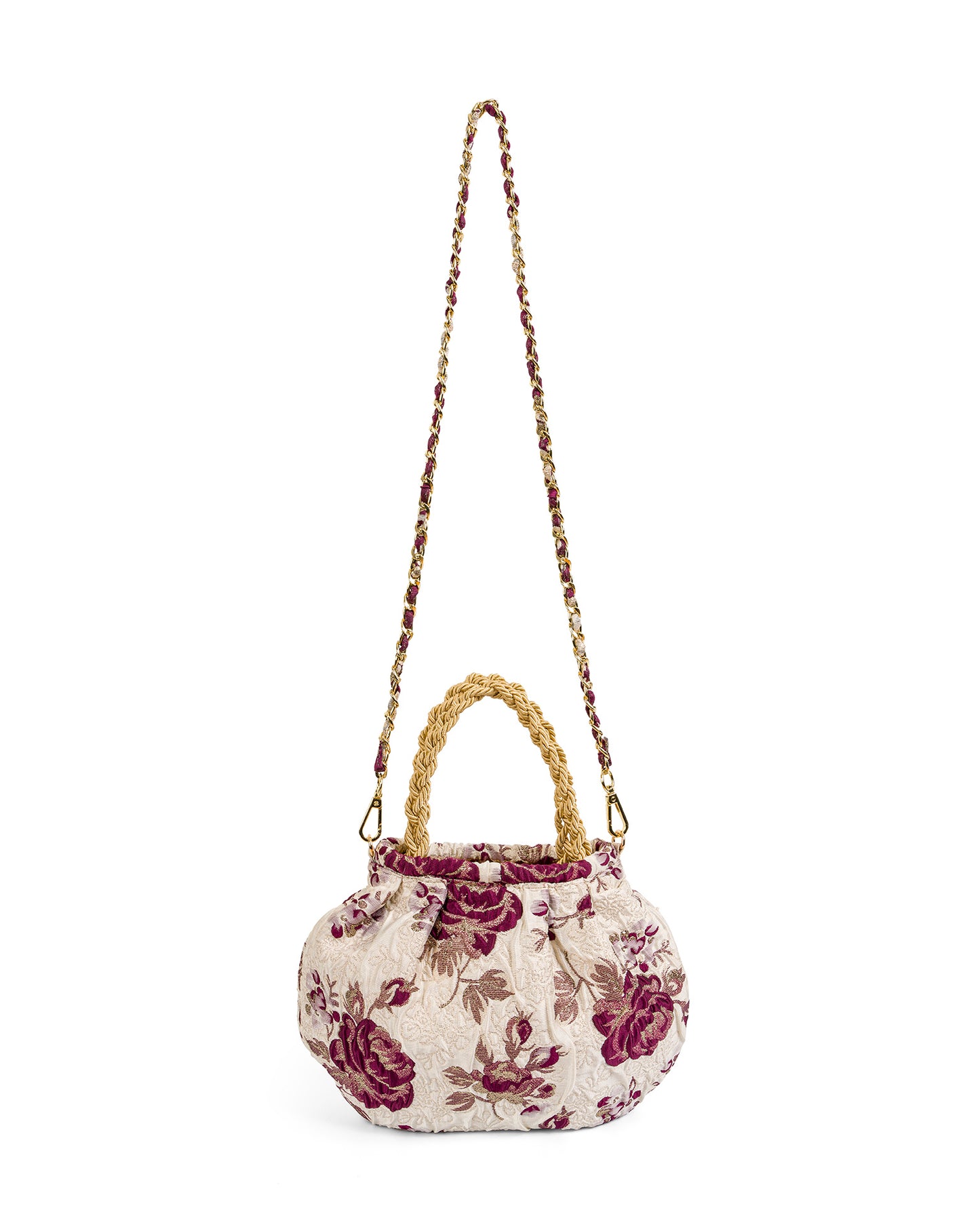 Brocado Beige y Flores Vinotinto