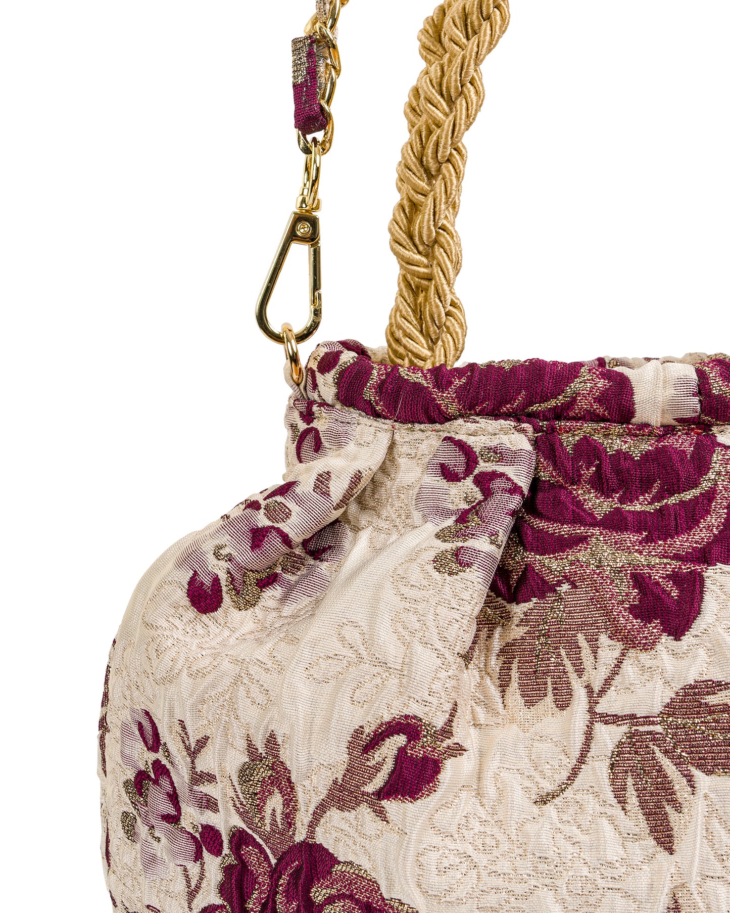 Brocado Beige y Flores Vinotinto